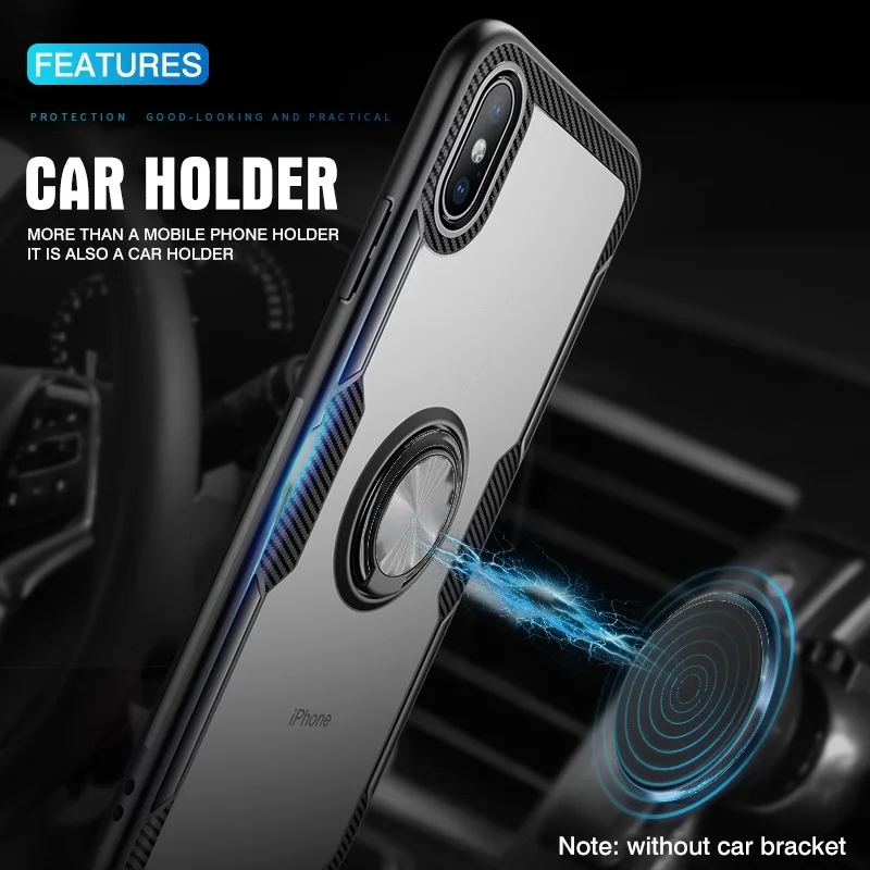 Прозрачный чехол для телефона Huawei P20 Pro металлическое кольцо-держатель ПК