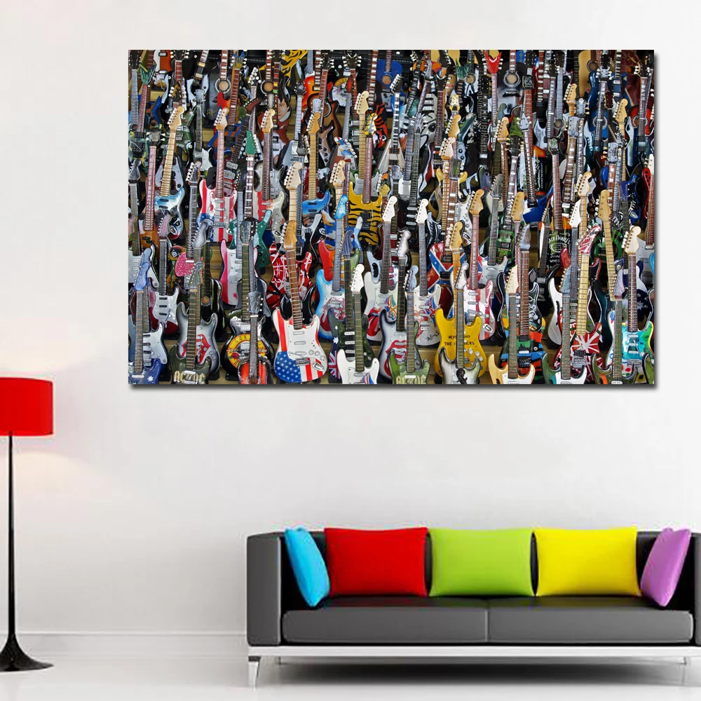 Самодельная современная абстрактная декоративная живопись красочная Гитара