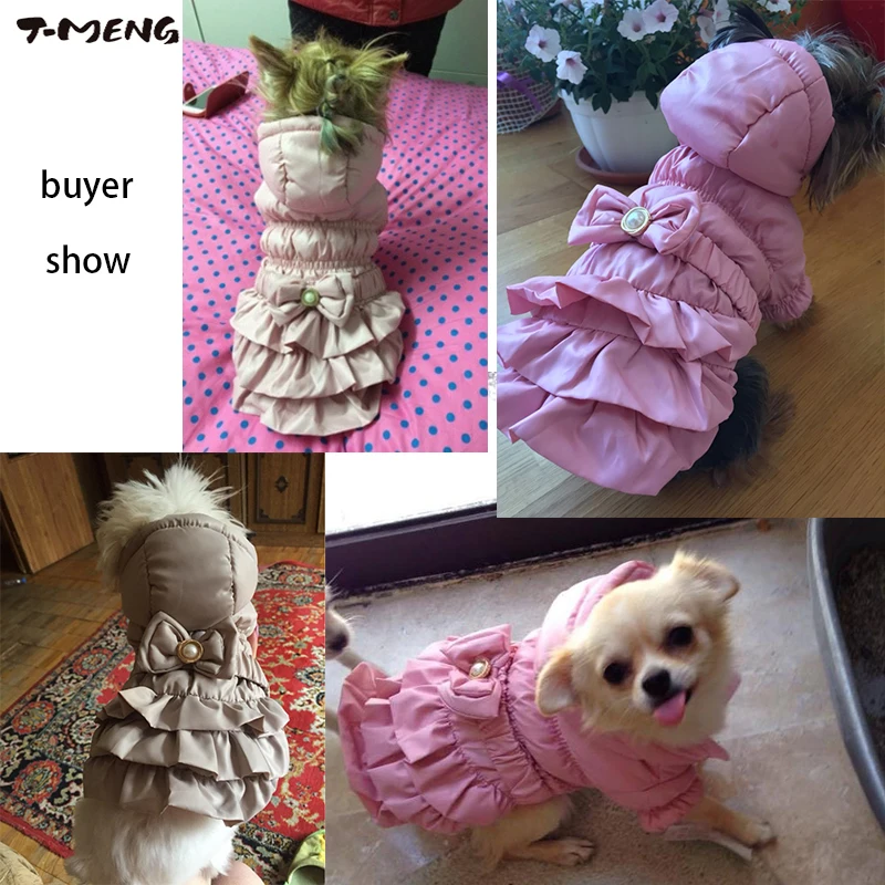 Зимняя одежда для домашних питомцев теплая принцессы собак пальто