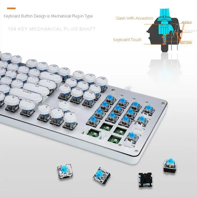 SeenDa Проводная игровая механическая клавиатура RGB переключатель с подсветкой 104