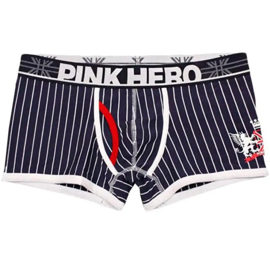 Dark Blue Pink Heroes модное сексуальное нижнее белье для мужчин размера плюс, боксеры, хлопковое мягкое Мужское нижнее белье в полоску,, трусы, Прямая поставка - Цвет: Dark Blue