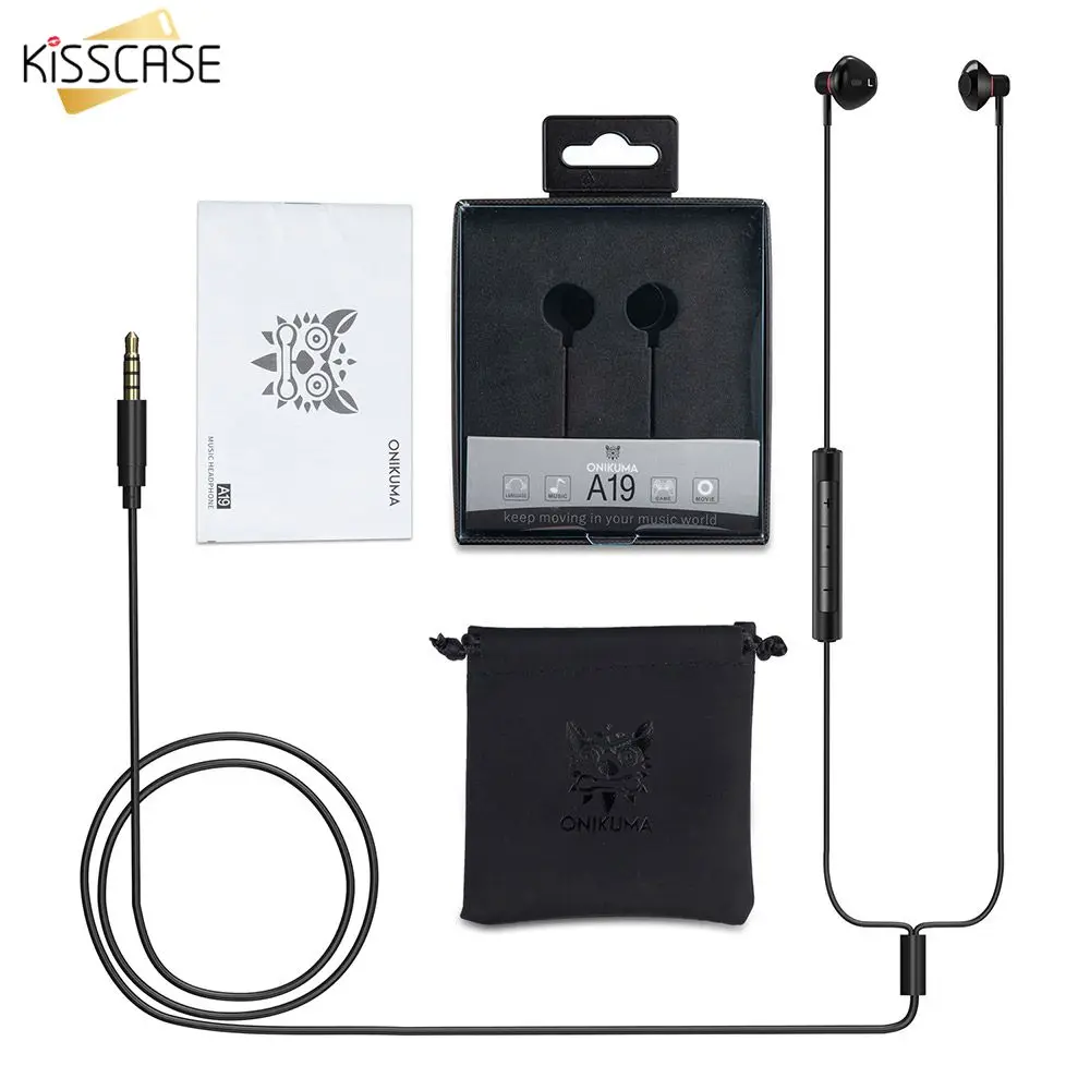 KISSCASE 3 5 мм проводные наушники с микрофоном 3D бас стерео музыка Игровые регулятор