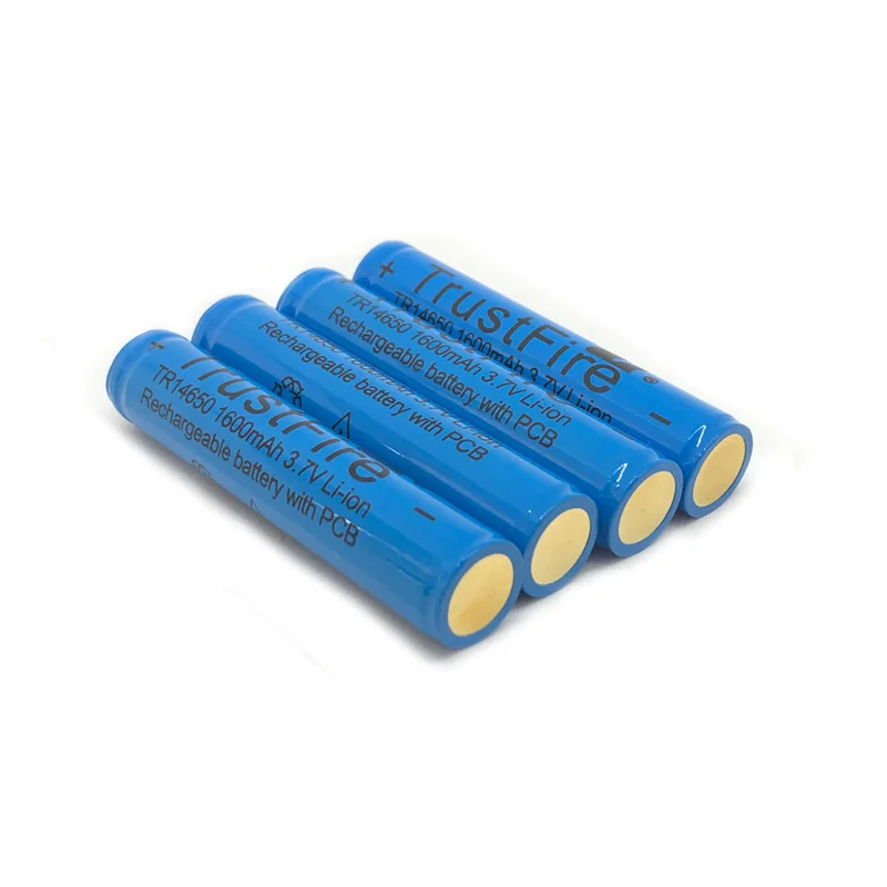 20pcs/lot TrustFire 14650 1600mAh 3.7V Lithium Protected Battery Rechargeable Batteries with PCB Power Source For LED Flashlight