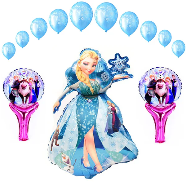 13pcs Set balloons Воздушный шар с гелием из фольги в стиле принцессы Эльзы, размер 93*55 см, толщина 12 дюймов, вес 2,8 г, латексные воздушные шары в виде снежинки для детей на день рождения, Рождество, Декор, вечерние принадлежности - Цвет: 13pcs Set balloons