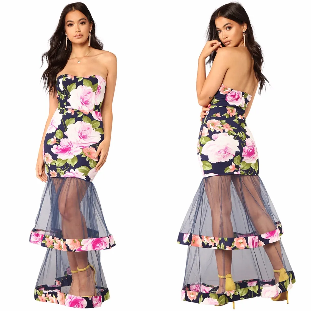 Летние пикантные с открытыми плечами Для женщин без бретелек платье макси