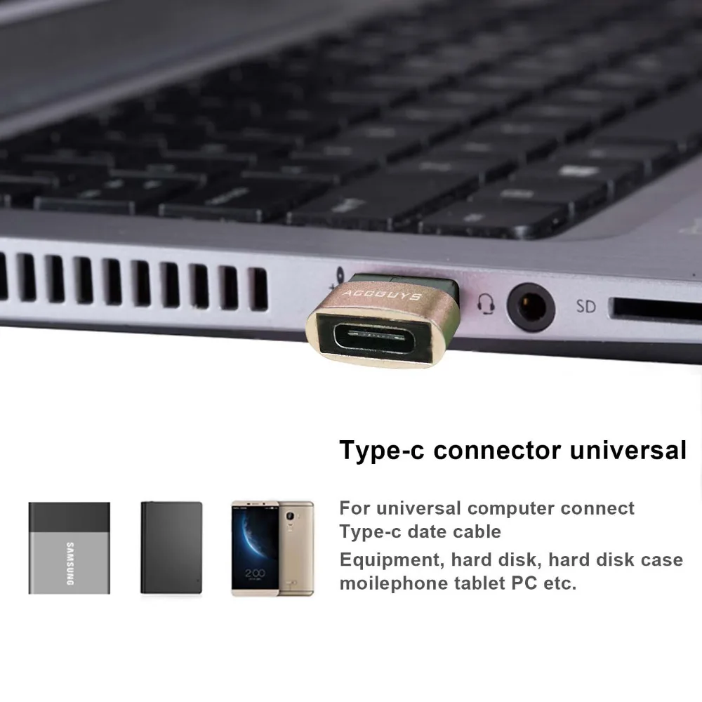 Переходник ACCGUYS Type-C Female to USB для быстрой зарядки и передачи данных мобильных