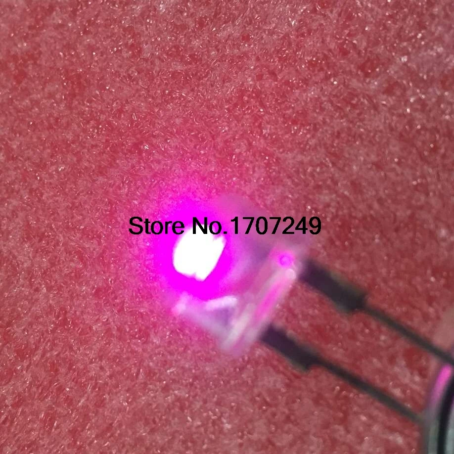 Free Shipping 50pcs LED 8mm Straw Hat Pink Water Clear Diode 8 mm Pink LED Light Emitting Diode 0.5W 120mA White hair Pink