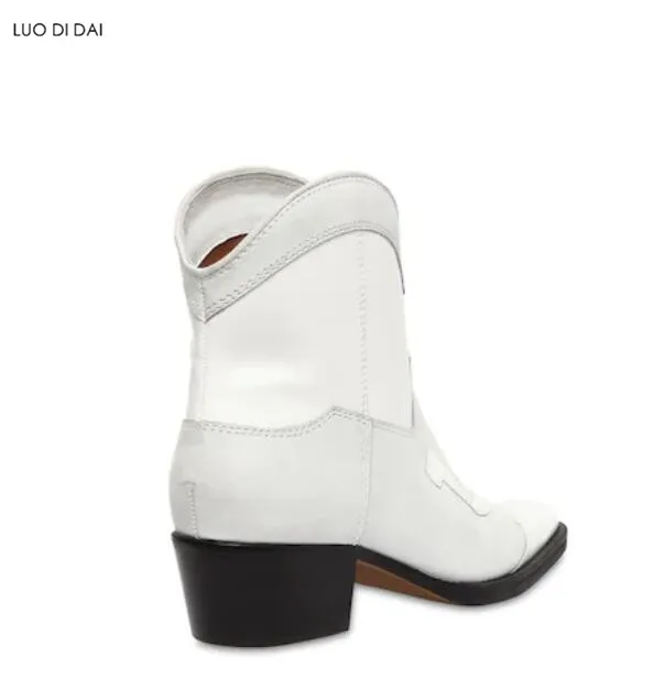 2019 new women white boots block heel ladies ankle embroidery booties party shoes western slip on | Обувь
