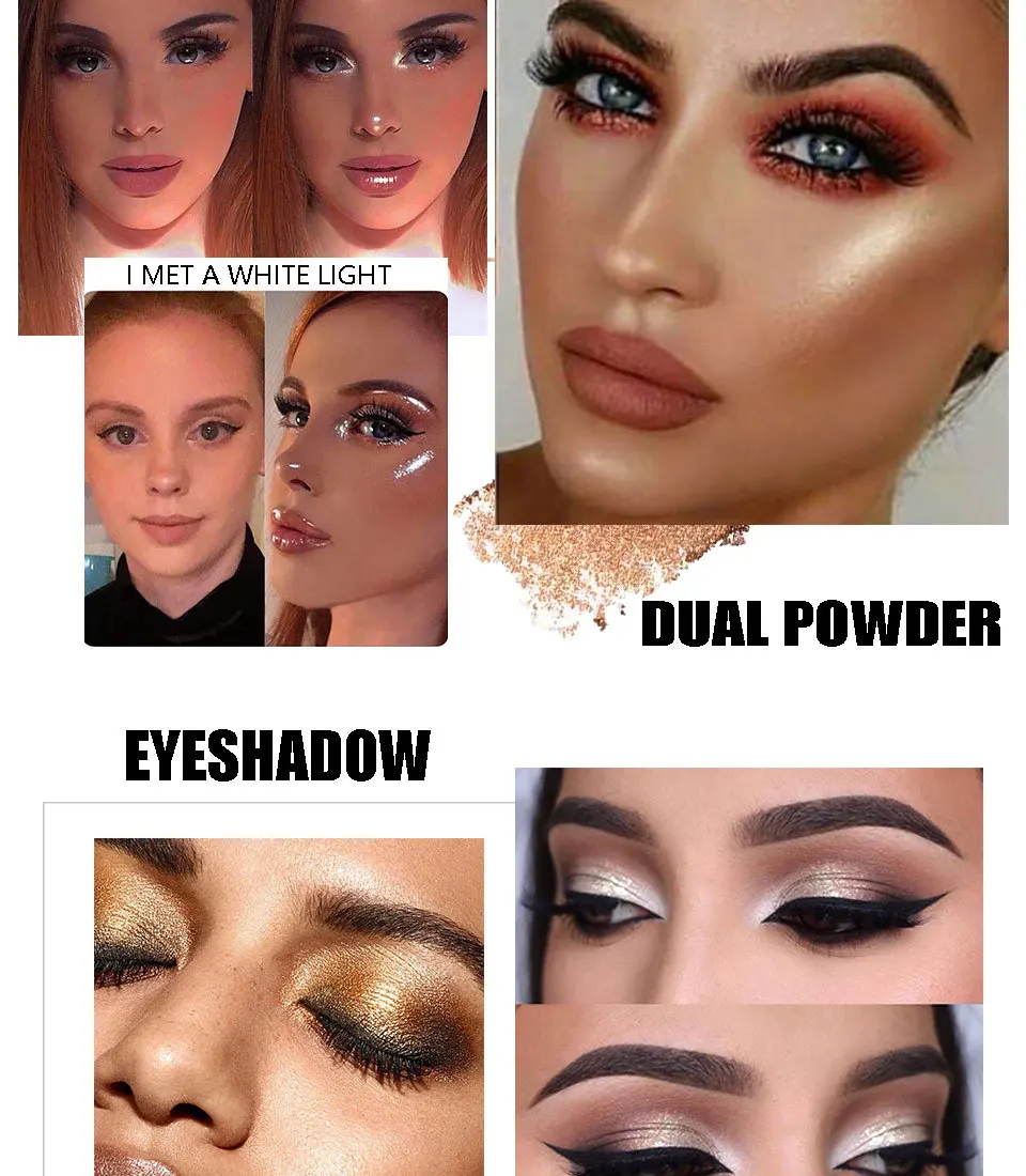 8 цветов в форме сердца выпечки алмаз highlighter порошок Блестящий блестящий для лица Осветляющий хайлайтер Бронзовый осветитель комплект
