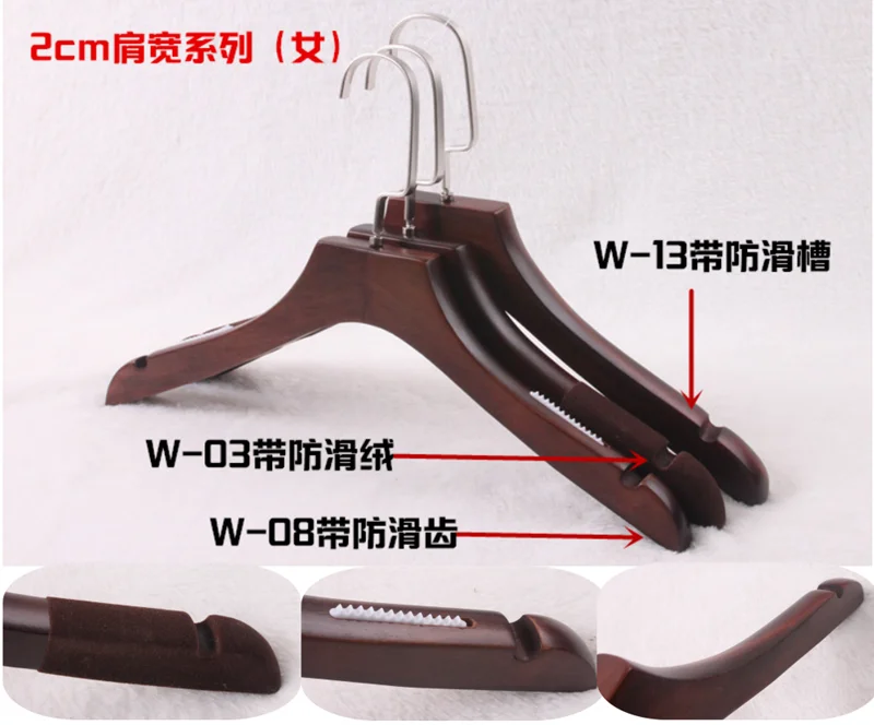 5 pcs/lot Heavy Duty Wooden Coat Hangers Solid Wood Clothes Hanger of Vintage Color with Anti-skid Shoulder Design for Adult Kid