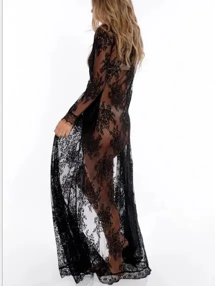 Женское платье с длинными рукавами Кружевное макси белые Boho платья шикарные