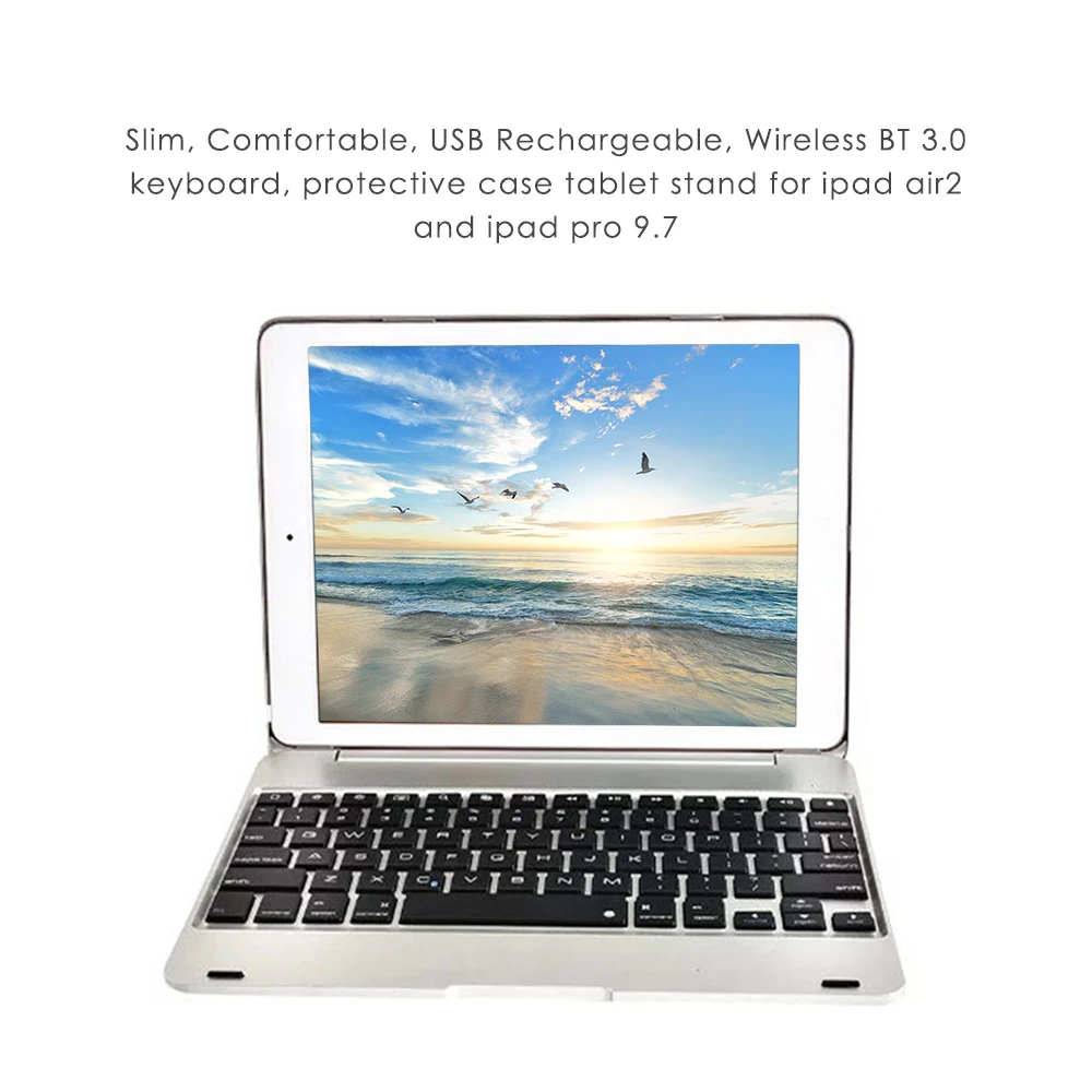 

F19 Wireless Keyboard Folio Folding Case Cover Tablet Stand Ultra Thin Wireless Keyboards BT 3.0 for ipad air2 ipad pro 9.7