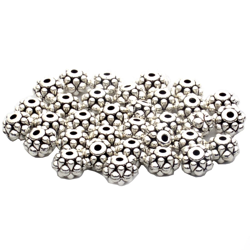 50 шт./лот 7 мм тибетские серебряные металлические бусины россыпью разделительные