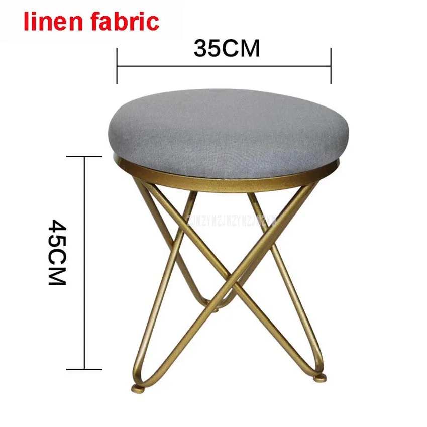 gray linen Современный роскошный мягкий табурет для ног круглый/кожаный покрытый спальня обувь сменный диван боковой табурет железные ножки мебель для дома - Цвет: gray linen