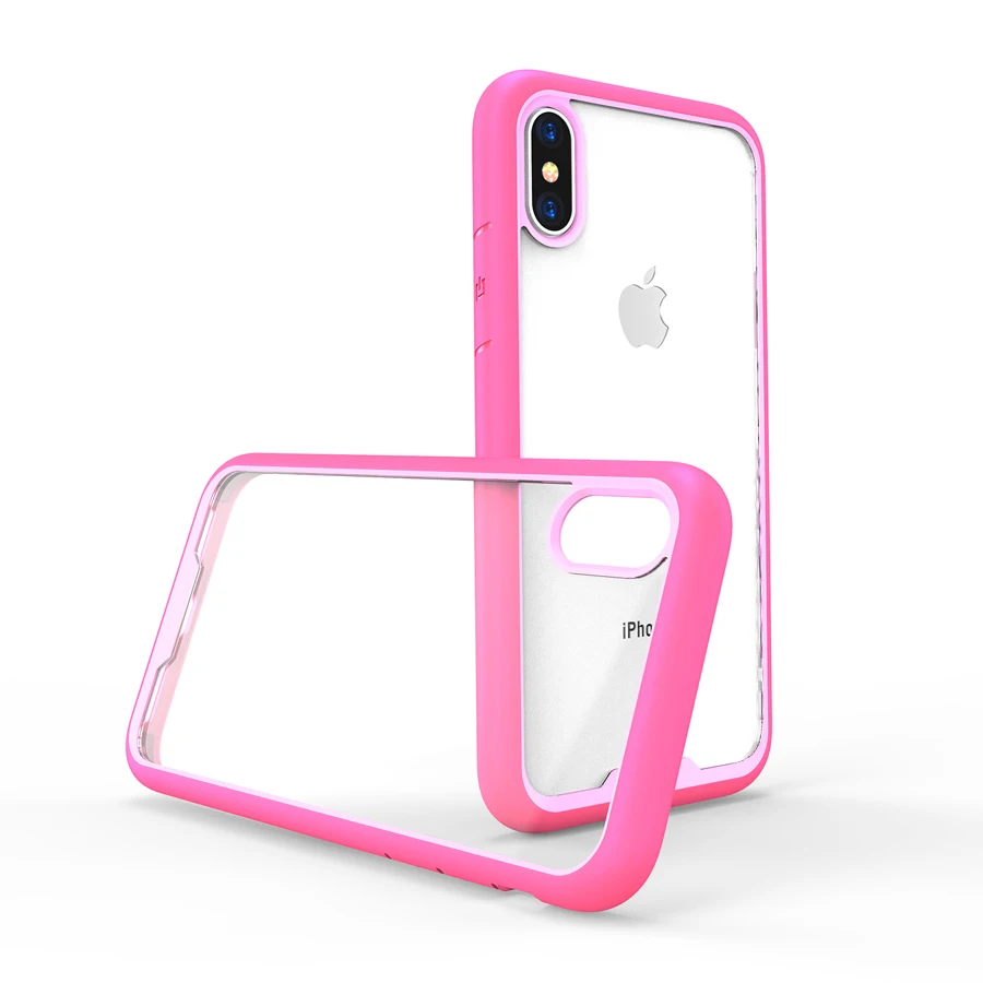 IQD для iPhone X XS Max XR 7 8 6 6s Plus чехол s TPU бампер прозрачная задняя крышка защитный чехол Защита от падения царапин - Цвет: Rose red