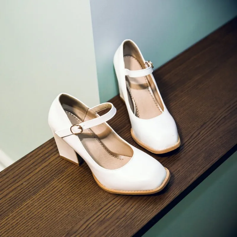 Женские туфли лодочки размера плюс 34 48 офисные на высоком квадратном каблуке