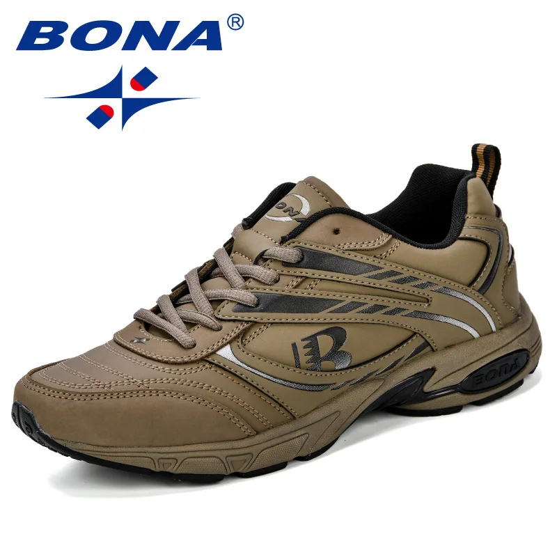 Medium grey black BONA/Уличная обувь для взрослых мужчин, для бега, бега, прогулок, спортивная обувь, высокое качество, на шнуровке, дышащие мужские кроссовки, удобная обувь - Цвет: Medium grey black