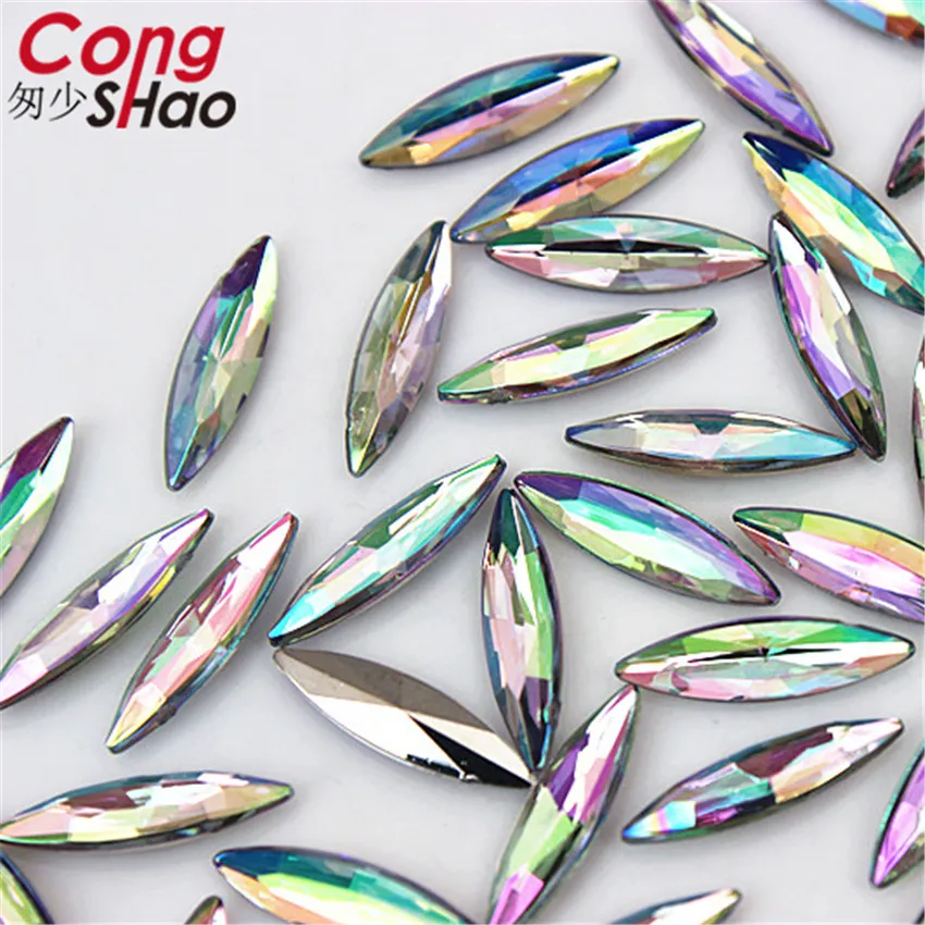 Cong Shao 500 шт. 4*15 мм Красочные острые конский глаз камни и кристалл акриловые стразы
