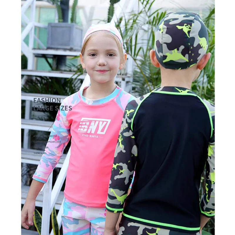 Купальная Одежда для мальчиков и девочек Камуфляжный Быстросохнущий купальный