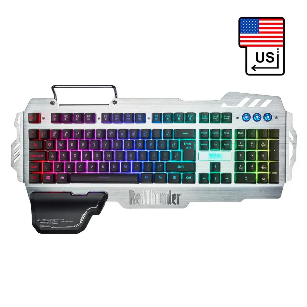 Проводная игровая клавиатура RedThunder K900 RGB с подсветкой 25 клавиш, эргономичная клавиатура с защитой от привидения для настольных игр и набора текста - Цвет: US Layout