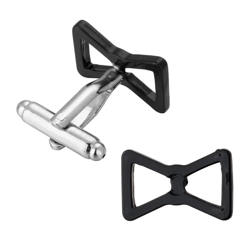 KC Модные Серебристые черные запонки с бантом высокое качество медный материал