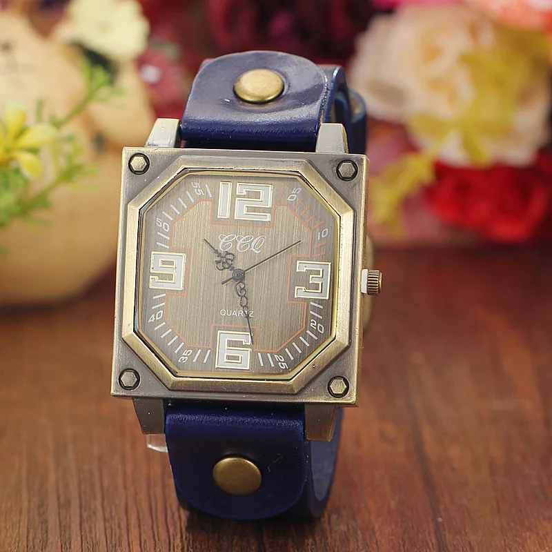 2014 New Women Vintage Cowhide Leather Watches Men Unisex Bracelet Wrist Watch Fashion Quartz Retro Alloy Dial Wristwatches|watches honda|watch