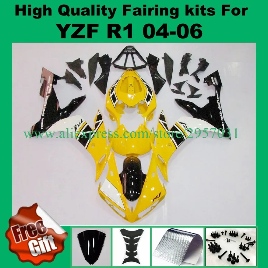 

Free screws+gifts Injection Mold For Yamaha R1 2004 05 06 Years ABS All yellow Fairing 04 2005 2006 YZF R1 Full Fairings Kits