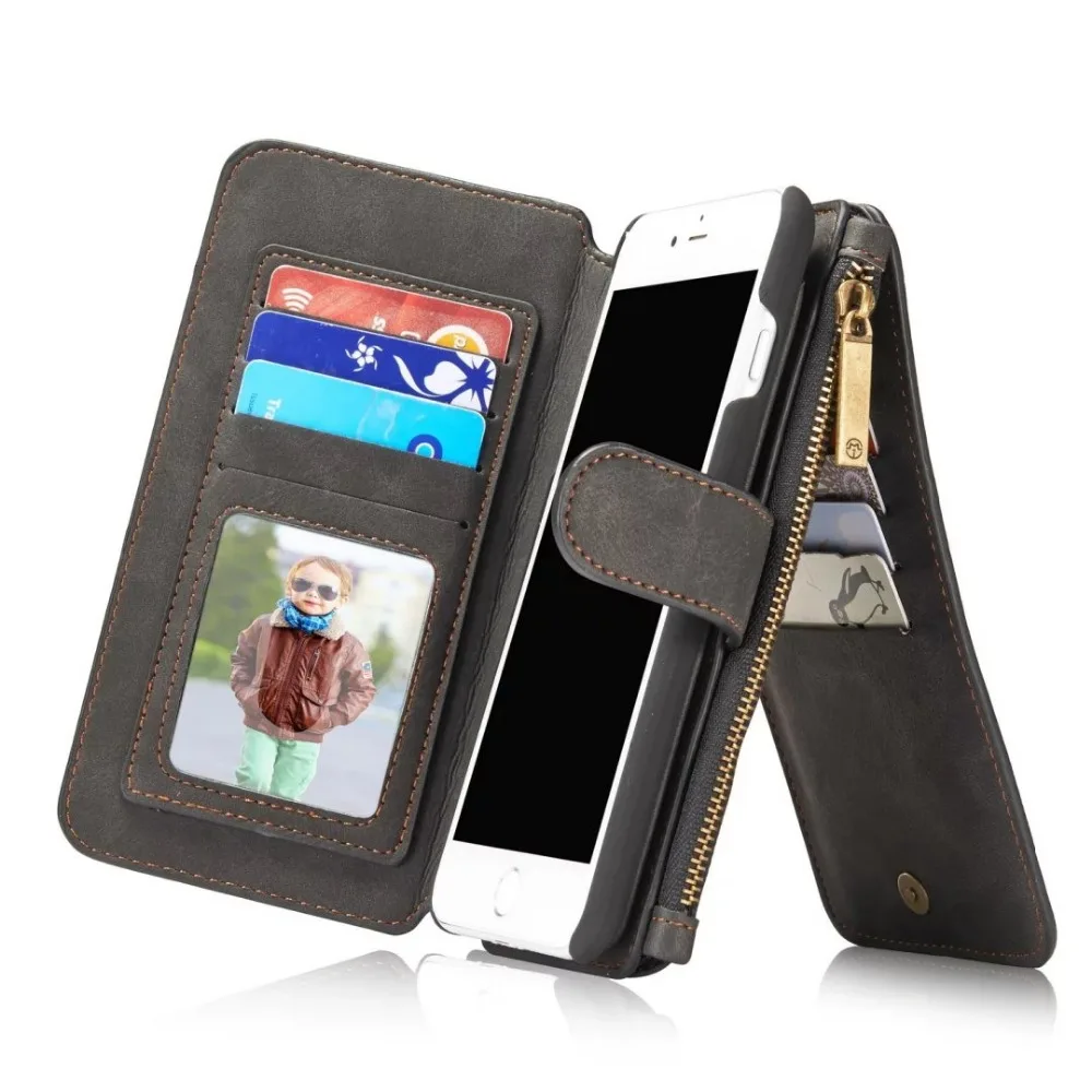 Брендовый чехол CaseMe для iphone 5 6s 6plus 8 7 Plus роскошный кожаный на молнии