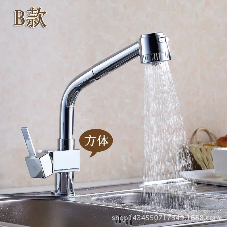 Kitchen faucet pull out hot and cold water , Quartet spring faucet sink drawer stage kitchen faucet copper faucet wholesale