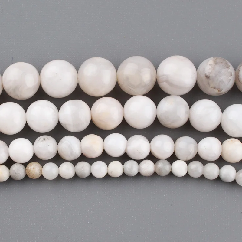 

CAMDOE DANLEN Natural Stone Beads White Crazy Agates Round Loose Beads 4 6 8 10 MM Fit Diy Fashion Jewelry Making Accessories