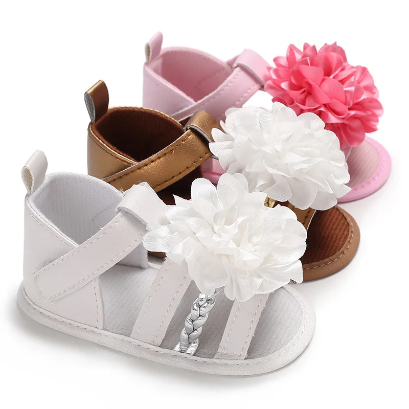 Big Flower Baby Girl Shoes Summer Infant Toddler Shoes First Walkers Soft Bottom Non-Slip Pu Leather Newborn Baby Shoes Schoenen