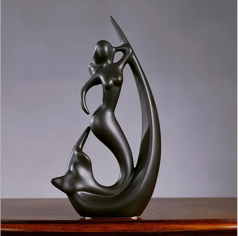 Современные креативные керамические фигурки русалки украшение для дома