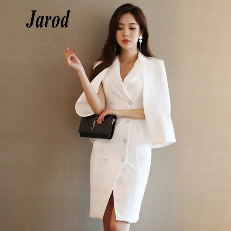 

High quality New Fashion Women Party Dress 2020 Autumn white Cloak Ladies Sleeveless Cape Bodycon Pencil Dresses Vestidos