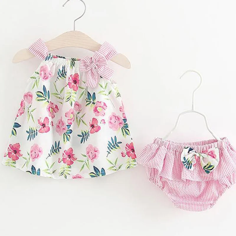 Комплект летней одежды для новорожденных девочек из 2 предметов: комбинезон без