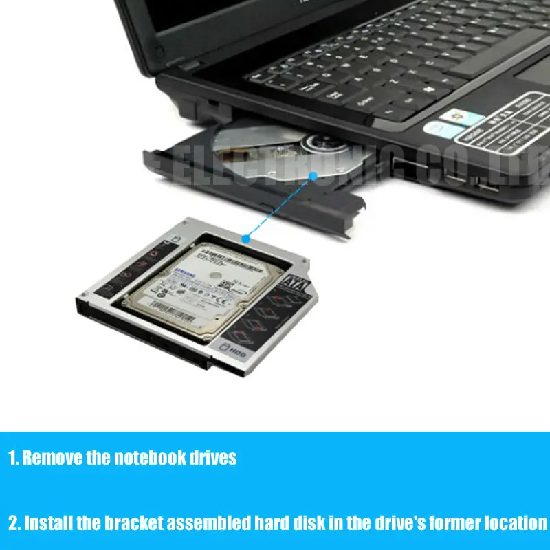 50 шт. 12 7 мм толщина Универсальный алюминиевый SATA 3 0 2nd HDD Caddy чехол для SSD корпус DVD ROM