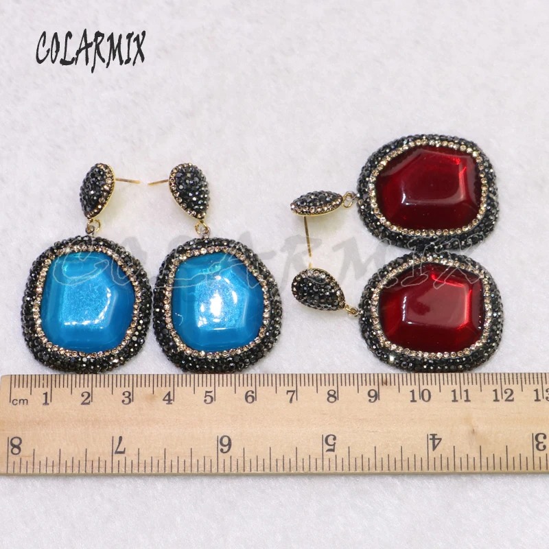 Серьги-капельки с кристаллами 5 пар Разноцветные серьги камнями модные