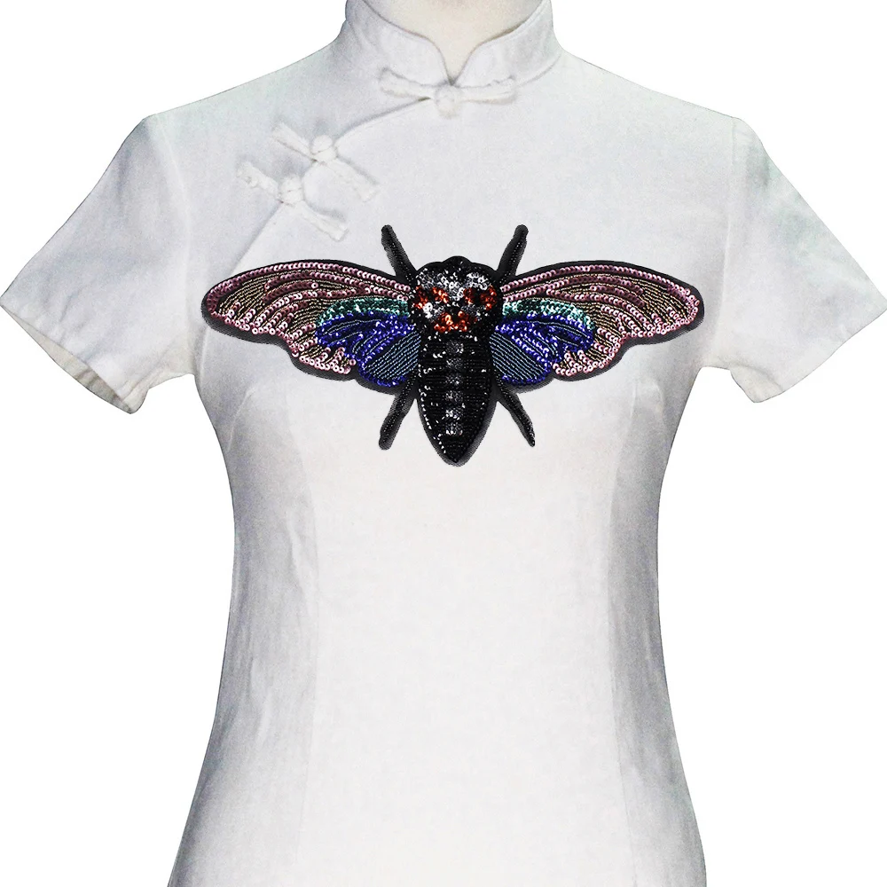 1 шт. разноцветная блестящая стрекоза|bee patch|sequined motifssequin applique |