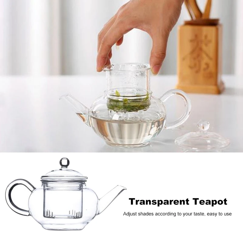 Прозрачный чайник термостойкий стеклянный с китайским Infuser кофе цветок чай лист