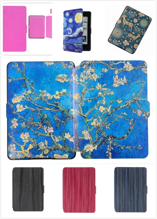 Умный кожаный чехол с принтом ультра тонкий для Amazon Kindle Paperwhite 1 2/paperwhite3 (новая