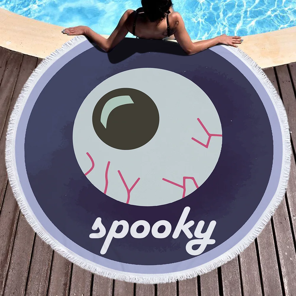 Круглое пляжное полотенце Helloween из микрофибры с кисточкой Круглый Гобелен для