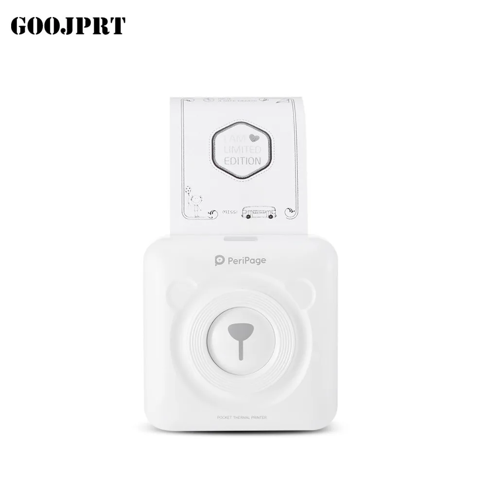 Мини Портативный фотопринтер термопринтер Bluetooth для iPhone, Android бесплатное приложение Стикеры чековый принтер A6 - Цвет: white printer