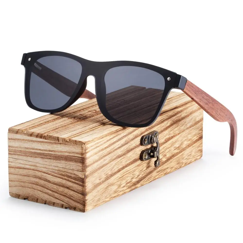Black No Polarized BARCUR Дерево Солнцезащитные очки для женщин черный орех Защита от солнца очки мужские очки модные Винтаж для - Цвет линз: Black No Polarized