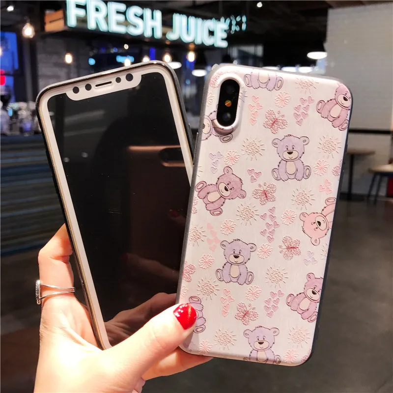 JiBan For iphone X Fashion Cute Love Animal Bear Cat TPU Soft Silicon Back Phone Cover Case Shell Apple 6 6S 7 8 Plus |
