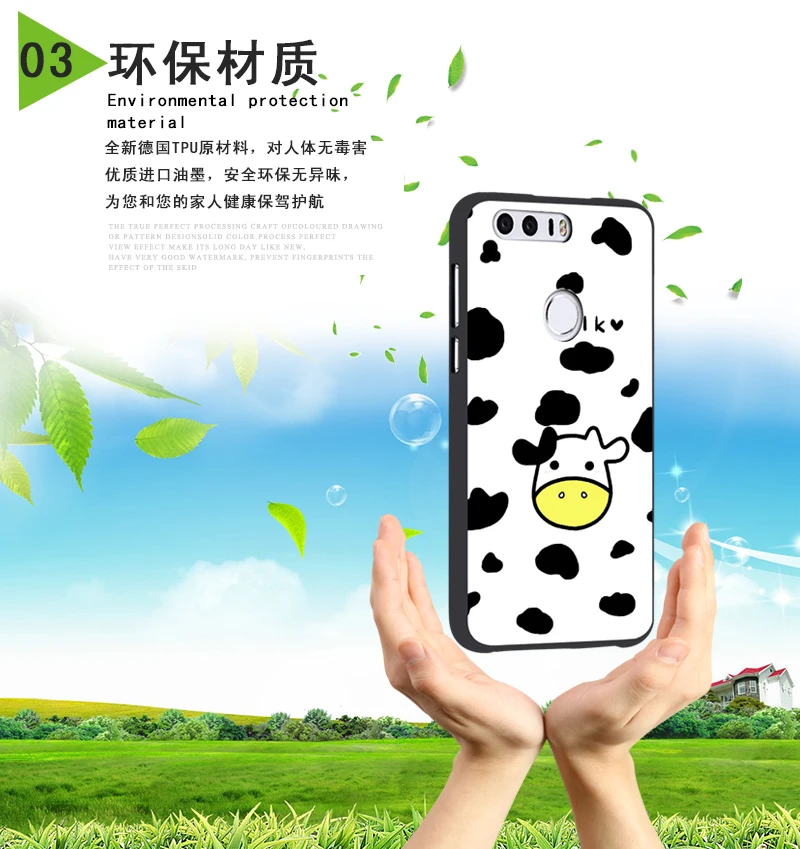 Durable Smart Phone Skin Cover Case Personalized Cell Protector Fitted for Huawei Honor 8 Soft TPU Black Shockproof |