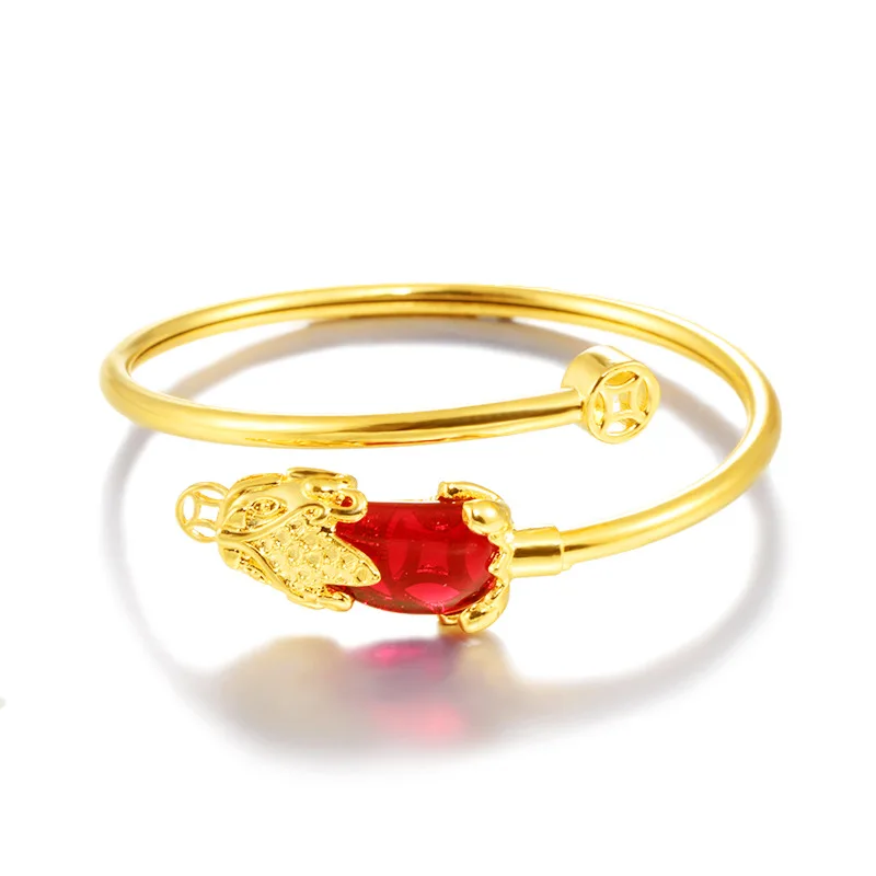 

Gold Color pixiu lucky Plated pixiu Brass bangle for women wedding jewelry