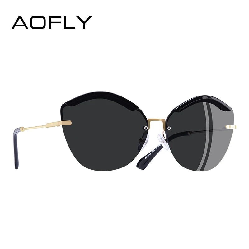 

AOFLY BRAND DESIGN Fashion Women Cat Eye Sunglasses Half Frame Sun Glasses Female Mirror Lens Eyewear AF7948