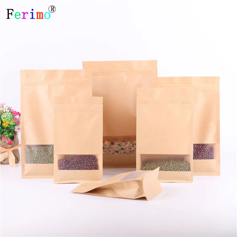 

100pcs Nuts roasted bags, frosted windows, eight sides sealed paper bags, self sealed bags, dried fruits, candy, biscuits, bags.