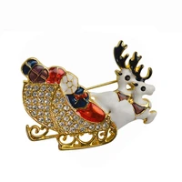 new fashion gold white double elk brooches for children christmas rhinestone milu deer brooch for women hijab pins x1646