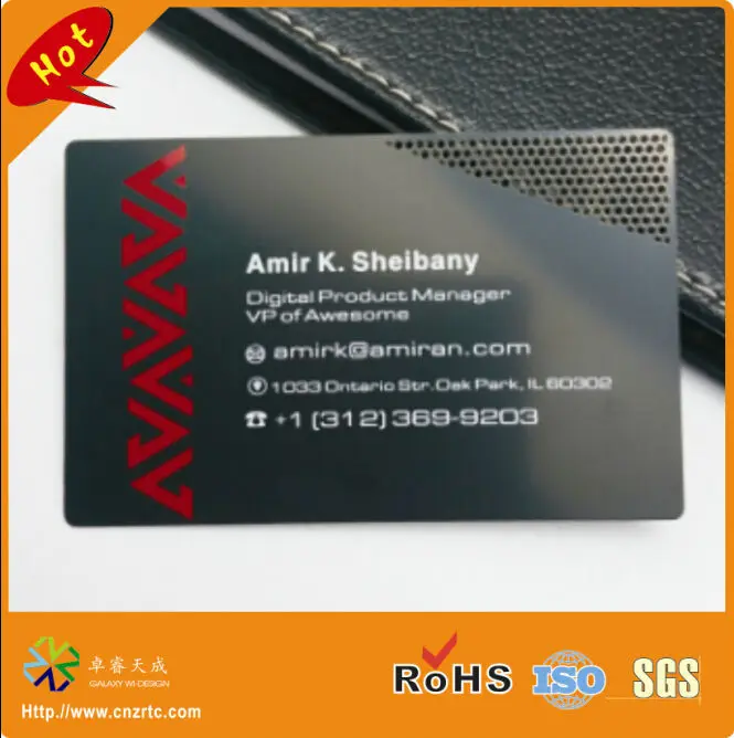 80*50mm standard credit card size plated with matte black metal card for business/membership