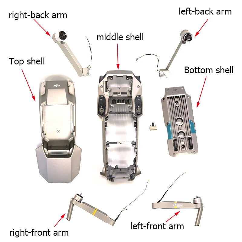 Абсолютно верхний/средний/нижний корпус Механическая лапа для DJI Mavic Pro Platinum Arm Body Shell Ремонт частей